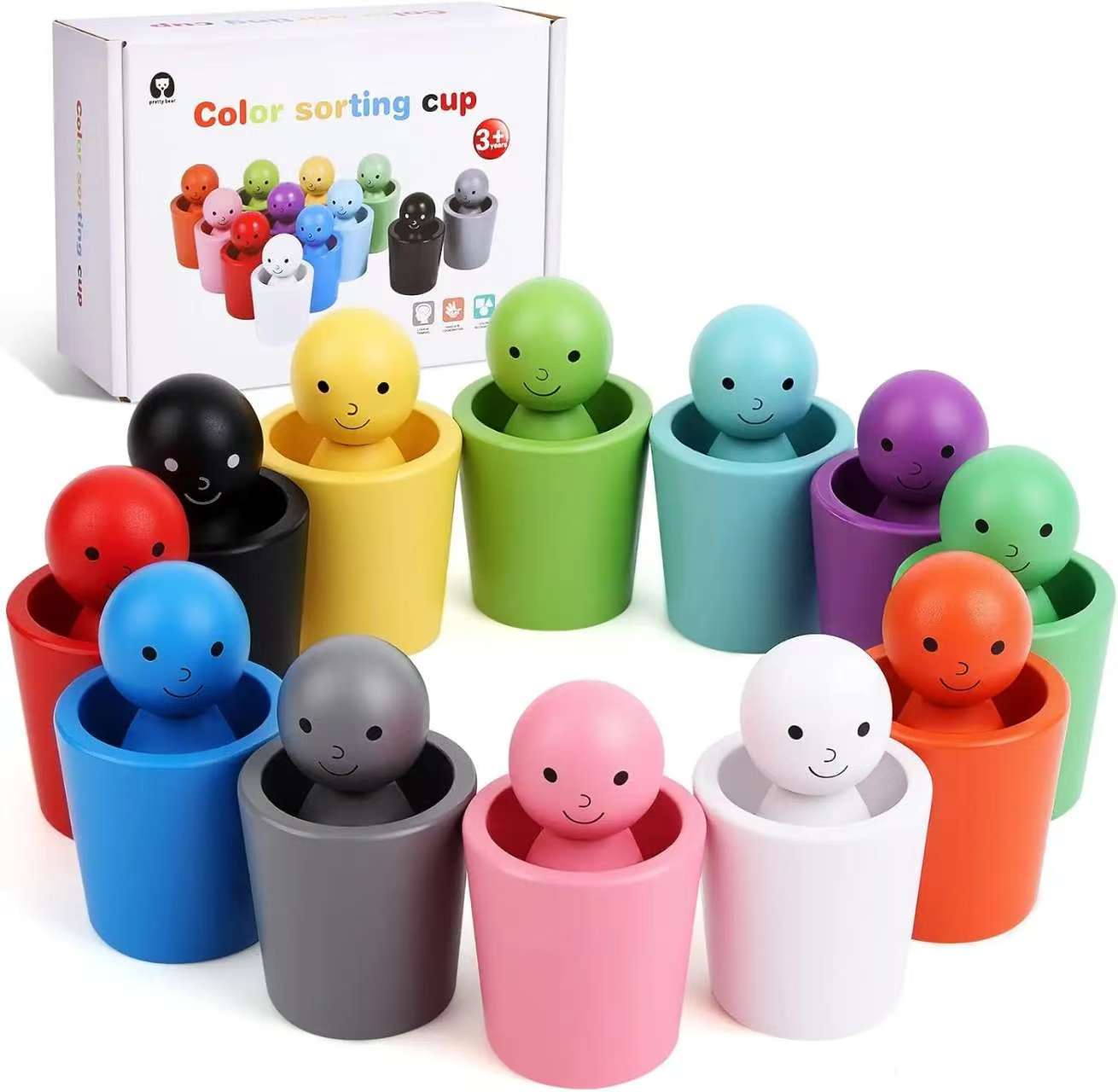 

Kids Montessori Toys Wooden Color Sorting Sensory Toys Educational Matching Games Fine Motor Skill Toys for Learning Activities