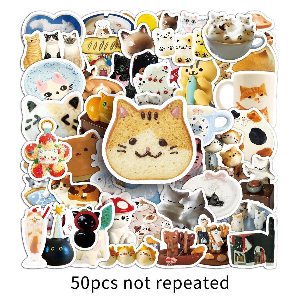 50 Cute Cat and Animal Stickers for Journals, Water Bottles, Laptops