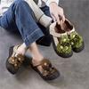 Kwiatowe Damskie Buty Styl Etniczny Retro Prawdziwa Skóra Miękka Podeszwa Płaskie Buty