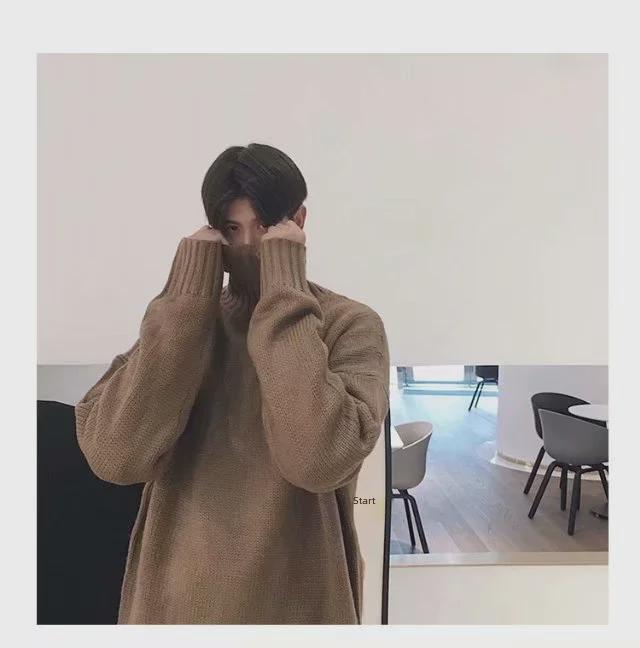 Pánský jednobarevný rolák - Hongkongský styl, inspirovaný Koreou, volný střih, trendy pro páry a studenty