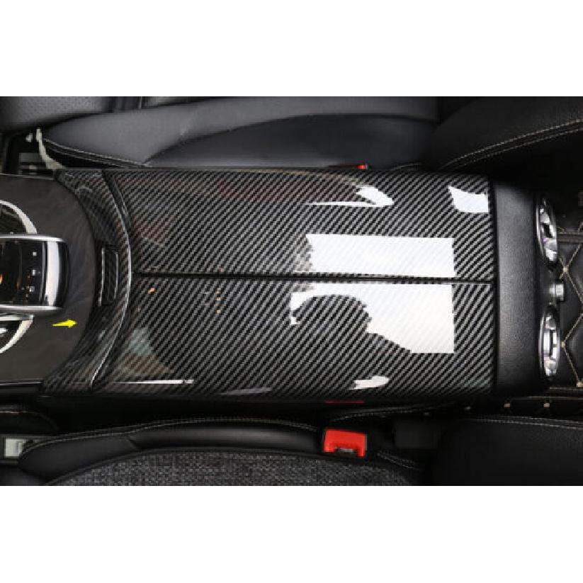 For Benz C-Class 2015- Console Armrest Button ABS Carbon Fiber Trim Decor 2X