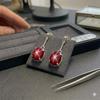 Red Star Ruby Stud Earrings 925 Sterling Silver For Women 6 Ray Star Ring Ruby Star Dainty Earrings Birthstone Earrings Flash Light Star