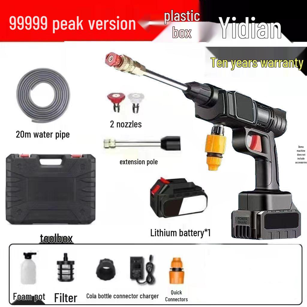 Portable High-Pressure Wireless Car Washer with Lithium Battery - Powerful Water Gun for Easy Car Cleaning