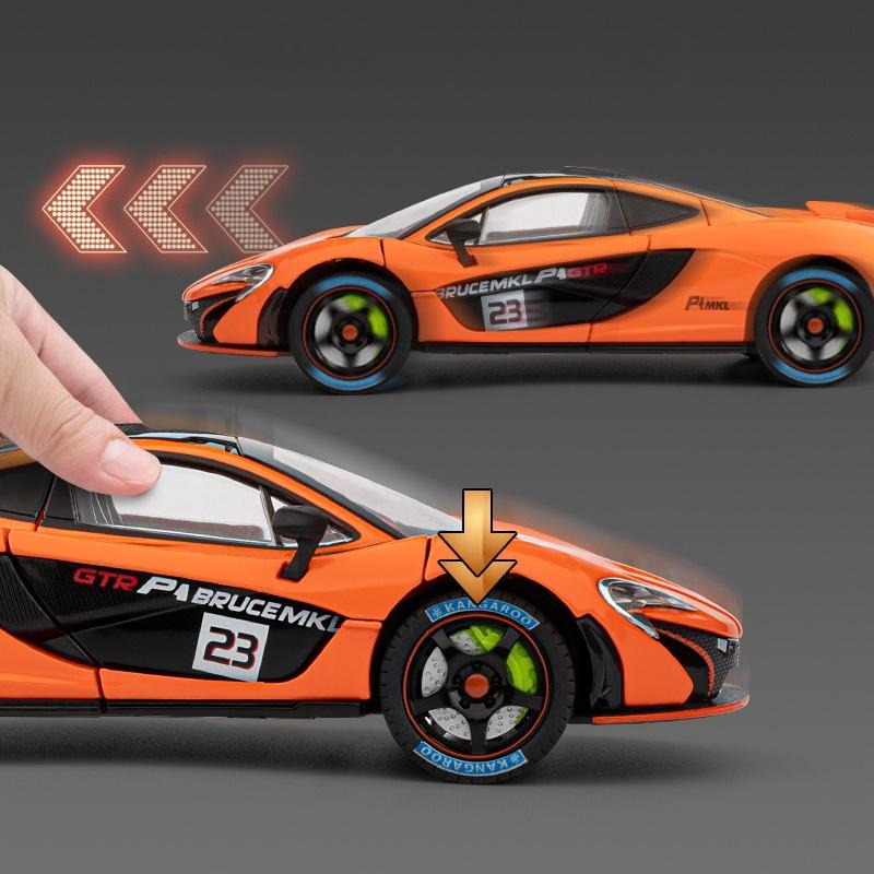 1:24 P1 GTR Supercar Alloy Metal Diecast Model Car Sound & Light High Simulation Model Vehicle Gifts
