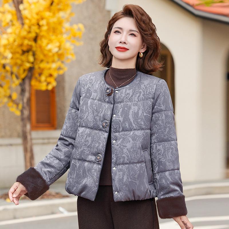 

Middle-aged cotton-padded jacket, new mother winter senior splicing warm short cotton-padded jacket 5XL [recommended 150-80kg] серый