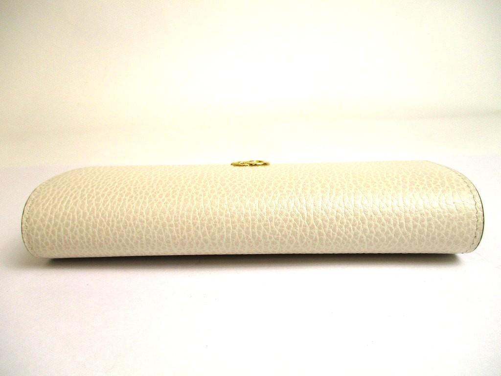 Authentic GUCCI Marmont G Off White Leather Continental Wallet Flap Long Wallet #a709  Open Box