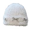 Autumn and Winter Pearl Bow Breast Plush Hat Korean Bag Head Curled Cold Hat Couple Playful Knit Hat