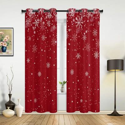 Cortinas de Ventana Rojas Decorativas de Copo de Nieve de Invierno Navideño Para el Hogar Dormitorio Cocina Sala de Estar Adorno Regalos de Navidad Cortinas de Navidad