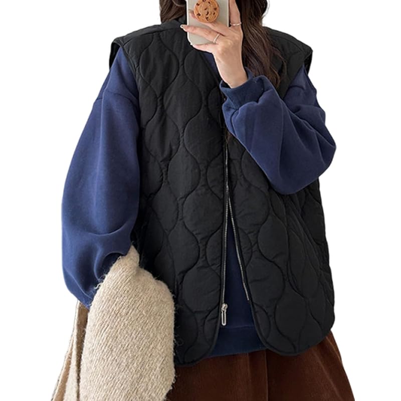 

[AILITI] quilted vest ladies autumn/winter sleeveless coat lightweight jacket light outerwear tops all seasons Cold protection warm commute Commuting
