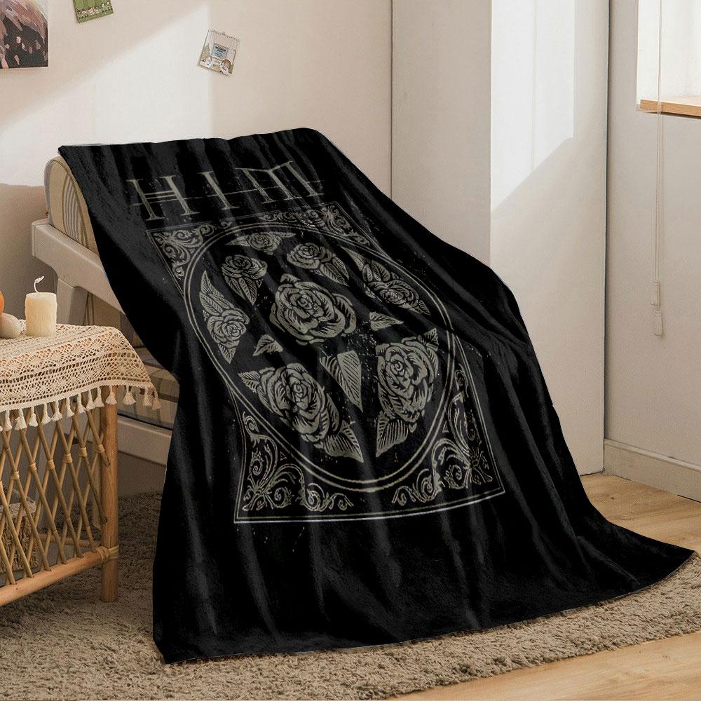 Roses and HIM Gothic Design for All Seasons Blanket Lunch Break Throw Gift