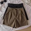Women's Woolen High-Waist A-line Shorts - 2024 Autumn/Winter Fashion, Korean Style, Slimming Wide-Leg Design