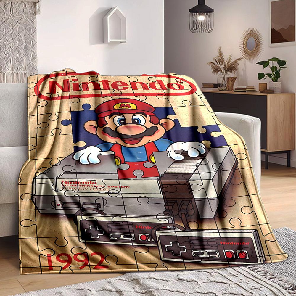 1pc Mario Nintendo Entertainment Flannel Blanket, Soft Skin Friendly with Digital Printing, Various Sizes Available for Family, Friends, Birthday