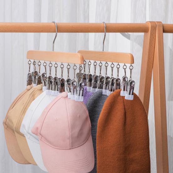 

Вешалка для шляп из нержавеющей стали, одежда, пальто, шарф, вешалка для носков с 10 нескользящими прочными зажимами, домашний органайзер коричневый