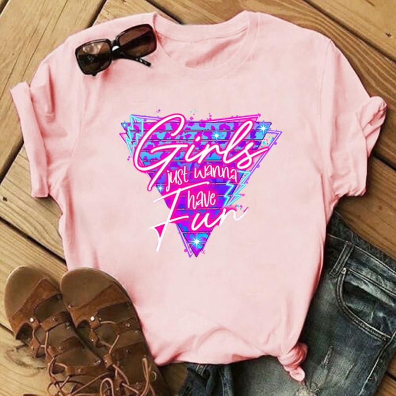 New Funny Girls Just Wanna Have Fun Printed T-Shirts Fashion Women Short Sleeve Cool Summer Casual Tops