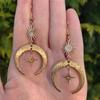 Bohemia Personality Gold Color Stainless Steel Sun Crescent Moon Star Dangle Earrings for Women Charm Jewelry Accessories Gift