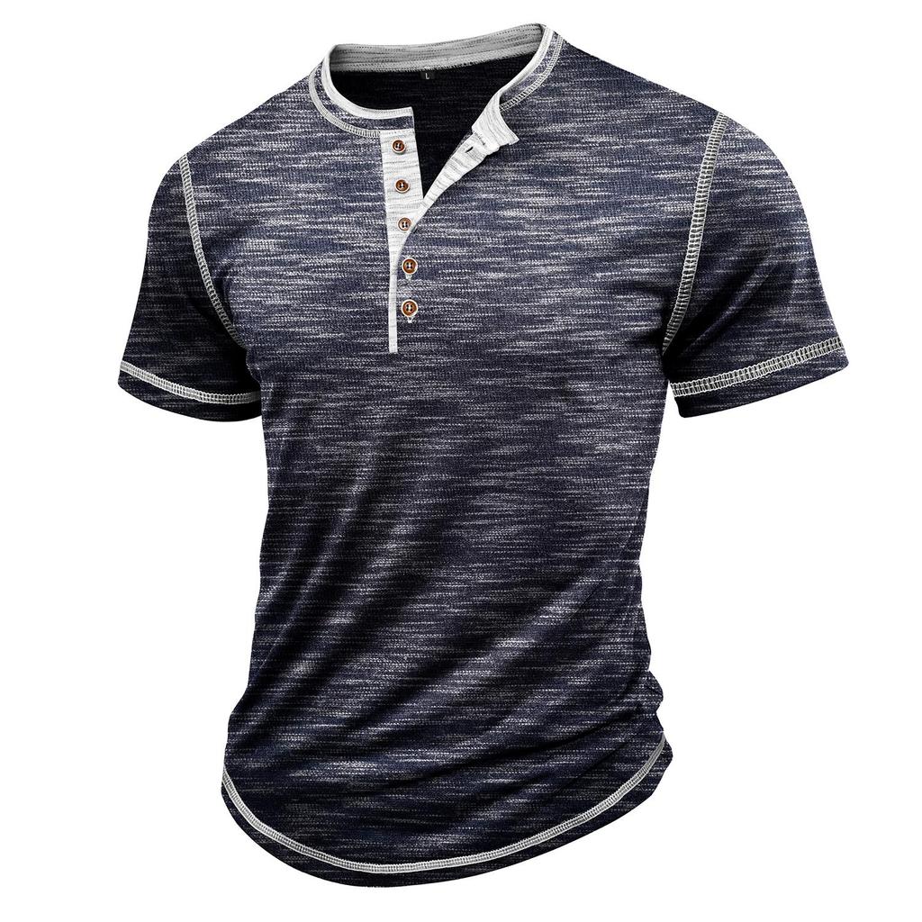 Herren Henley Shirts Color Blocked Kurzarm Rundhals Knopf Übergröße Lässig Täglich Sommer Herrenbekleidung Tops