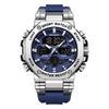 For FB0062 Luxury Gold Sport Watch Men 50m Waterproof Quartz Luminous Hands Chronograph Digital Watch Alarm Stop Silicone Watch