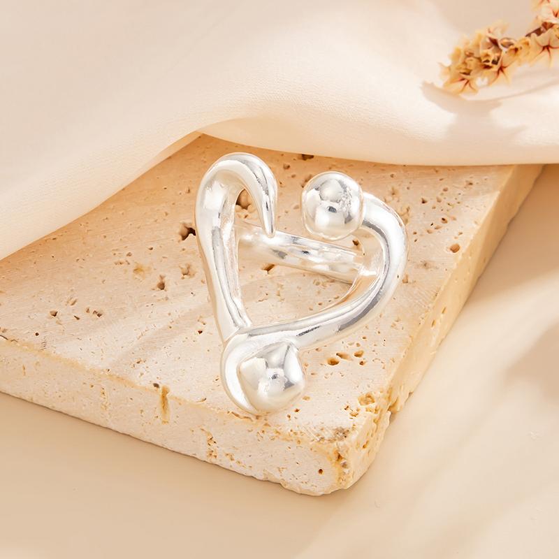 Creative Hollow Out Love Heart Ring For Women Fashion Design Geometric Irregular Knuckle Ring Couple Jewelry Accessories