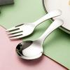 410 Stainless Steel Portable Spoon Fork Short Handle Fork Spoon Student Eating Dessert Round Spoon Fork Mini Cutlery