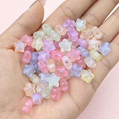 Cuentas sueltas acrílicas para pulsera, fabricación de pendientes, estrella de cinco puntas, bricolaje, Color nacarado, materiales de cuentas de joyería de 10mm, 50/100 Uds.