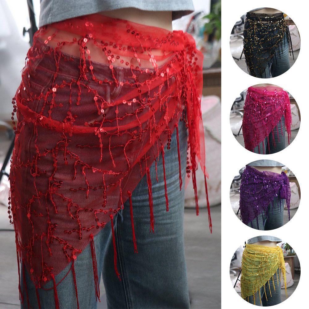 Triangular Dance Skirt Waist Belts Shiny Sequins Women Waist Chains Belly Dance Hip Scarf  For Girl