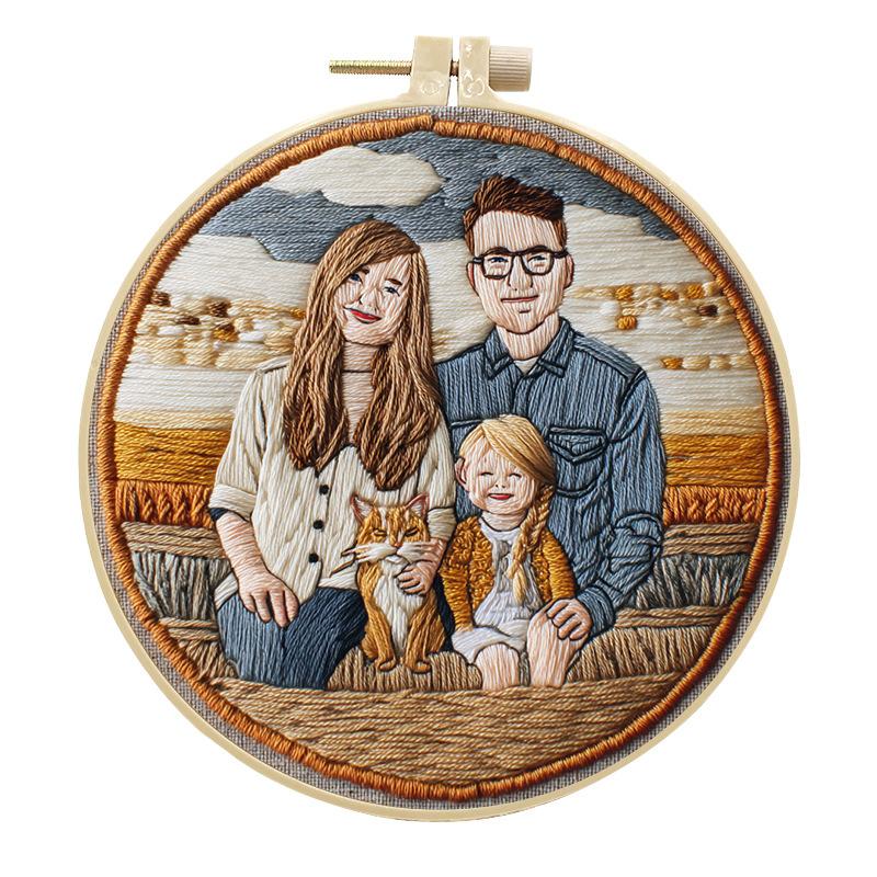 

1 шт. Набор для вышивания «Мама, папа и дом» для начинающих 20cm