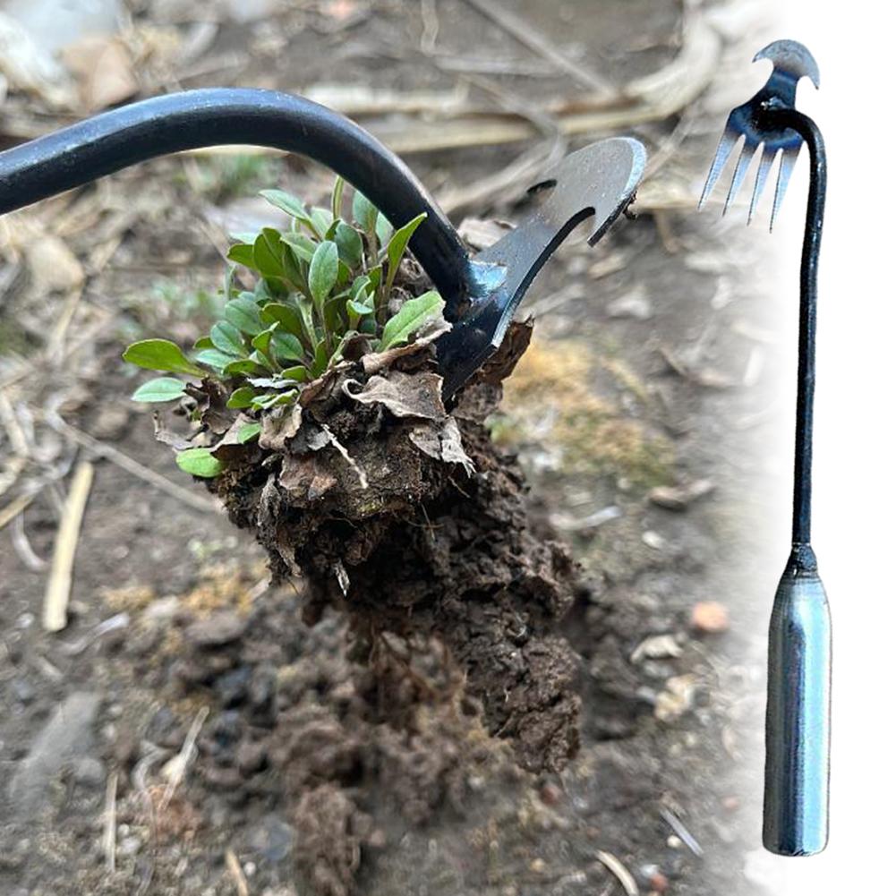 Grass Rooting Loose Soil Rake Manganese Steel Hand Weeding Removal Puller Sturdy V-shaped Fork Weed Puller Tool Gardening Tools