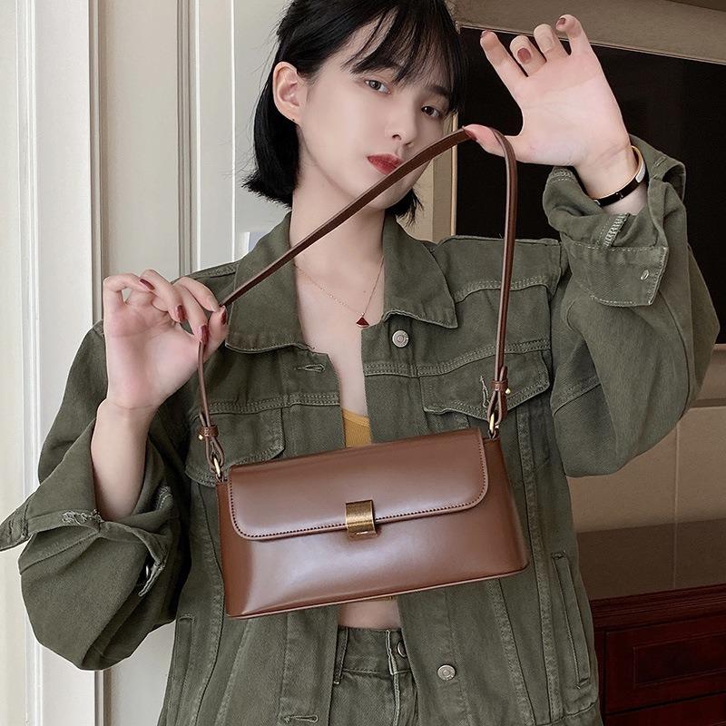 Leather handbag women's new trendy fashion retro underarm bag method stick bag medieval shoulder messenger women's bag