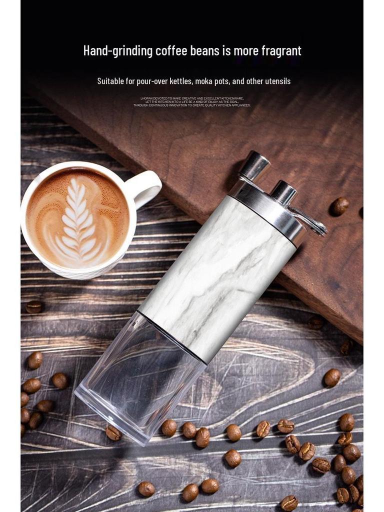 Portable Hand-cranked Coffee Grinder with 304 Stainless Steel and Wood Grain Finish