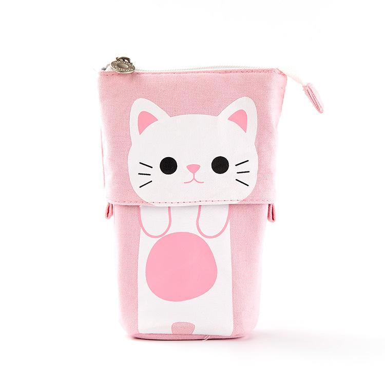 Cute Large Capacity Retractable Pencil Case Kawaii Pen Box Girls Cosmetic Storage Bag