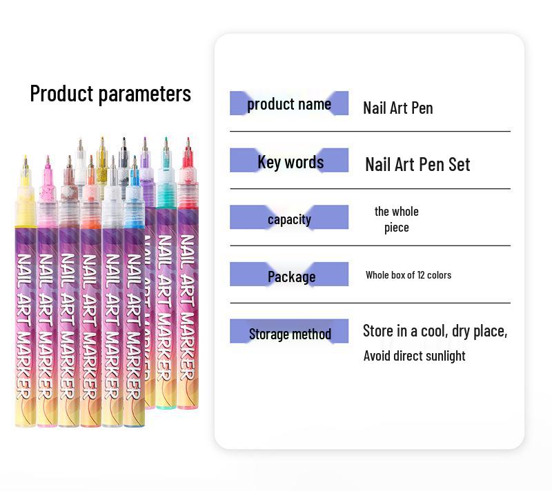 Quick-Dry Nail Art Graffiti Pen - Acrylic Marker for Flowers & Candy Colors, No Baking Lamp Needed.