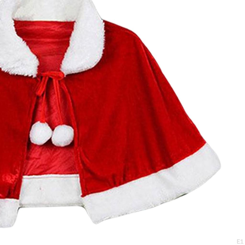 Christmas Velvet Shawl Cloak Cape Santa Robe Halloween Costume Red