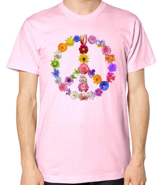 Flowers Peace Sign T-Shirt Men Women Unisex Top XXXL