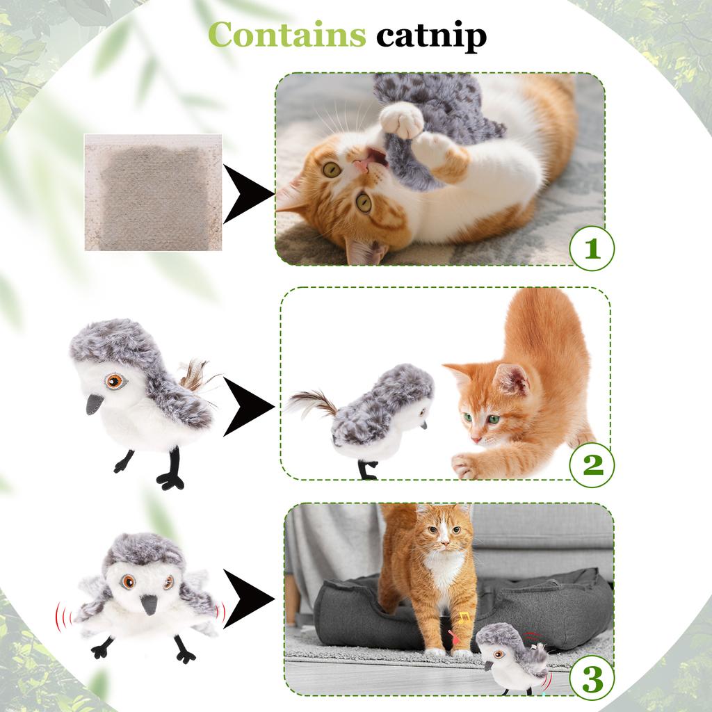 Flapping Sandpiper Cat Toy Interactive Electric Fluttering Sparrow Realistic Bird Flying Toys Engaging Pet Play Accessory