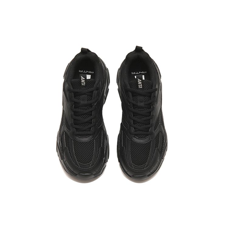 Anta Lifestyle Series Fabric Synthetic Leather Shock Absorbing Non-Slip Wear-Resistant Low-Top Casual Shoes Women sneaker Black 122258891-4