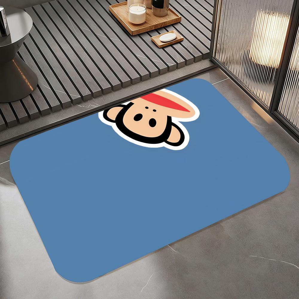 Cartoon-P-Paul Frank Floor Mat Diatomite Bath Mat, Quick Dry Absorbent Non-Slip Door Mat