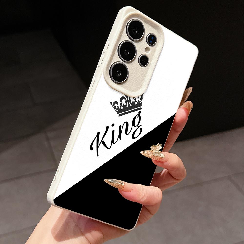 Samsung A07 A06 A16 A26 Xiaomi Redmi 13C 14C for iPhone 17 16 Pro Max Infinix Realme Phone Cases Soft brown Leather pattern TPU Case NY53 Couple King