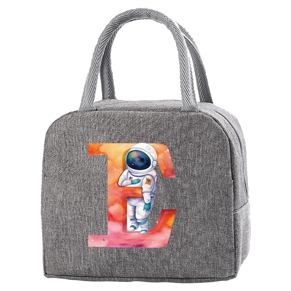 Travel Portable Food Thermal Insulated Children's Astronaut Letter Box Picnic Waterproof Oxford Zipper Breakfast Thermal Bag