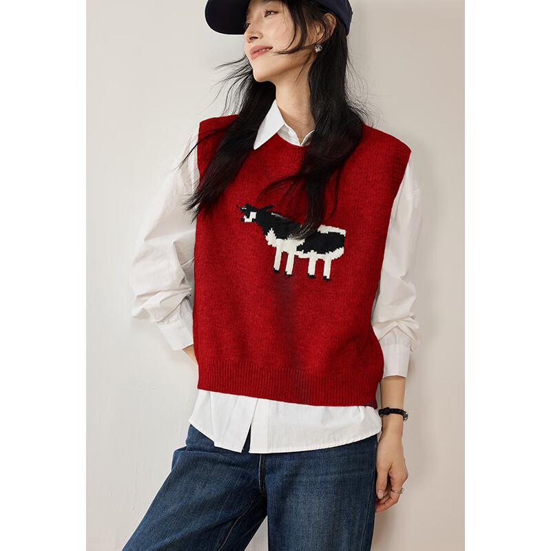 

VICTORIA&VERA Женский мультяшный жилет с жаккардовым узором «Корова» M