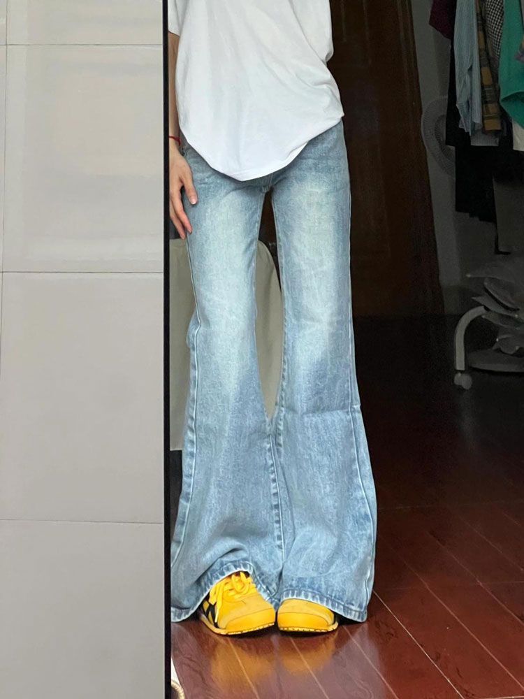 Comfortable Not Stick Leg Micro Flare Jeans Female Autumn Big Yards High-waisted Horseshoe Trousers Small Size Skinny Flared Trousers Long Denim Pants