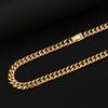 KRKC  Jewelry 8mm 10mm 12mm 18K Gold PVD Stainless Steel Miami Cuban Link Necklace Fold Over Clasp Mens Chains