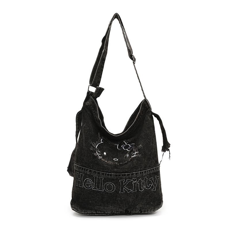 Cartoon Casual Trend Denim Bag New Versatile Large Capacity Shoulder Messenger Tote Bag