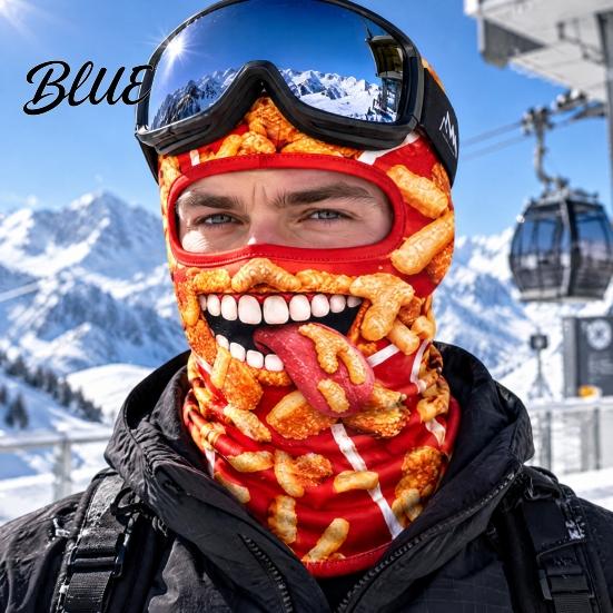 Cold Weather Face Mask Hamburger Print Skii for Winter French Fries Chicken Fastfood Cycling Guard Pattern Neck Gaiter Balaclava Velvet Full