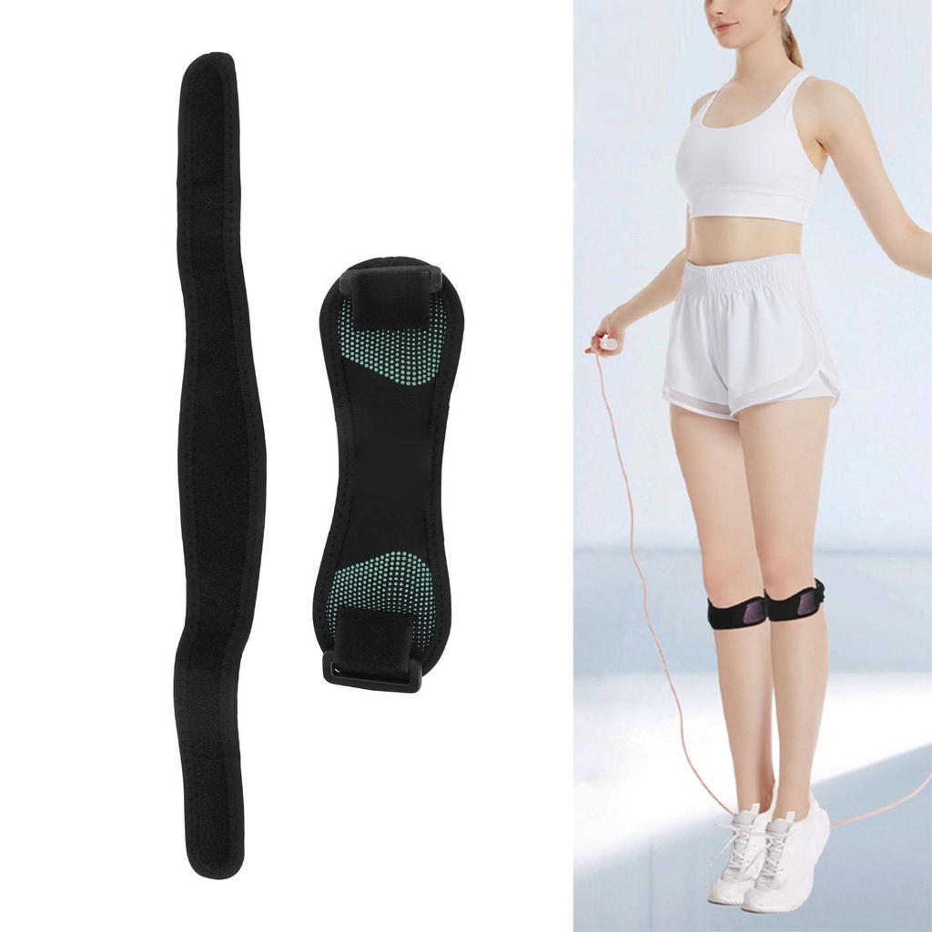 Patella Strap Adjustable Shock Absorption Knee Tendon Brace with Silicone Pad for Soccer Basketball Running Tennis Green
