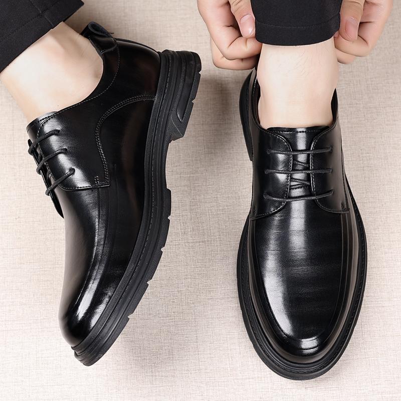 High End Brand Men's Genuine Leather Casual Shoes Thick Soled Wear-resistant Office Business Dress Shoes Men's Work Shoes