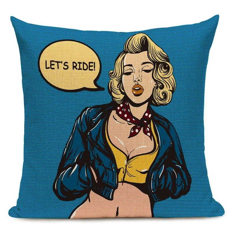 American Anime Pop Art Printing Cushion Cover Home Sofa Decor Pillowcase Car Seat Decorative Pillow Case Capa Almofada