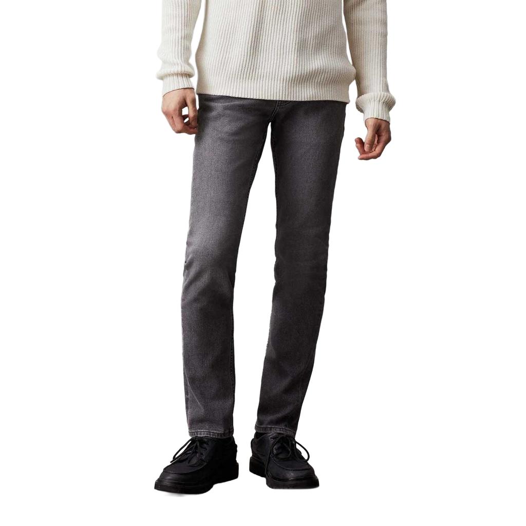 Calvin Klein Herren Leder Abzeichen Slim Jeans