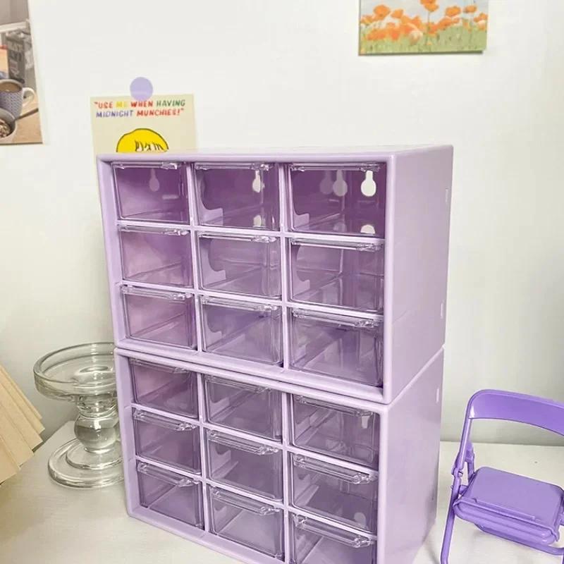 Organizador de gaveta de 9 compartimentos Transparente Pequeno Divisórias de Gaveta Mesa de Estudante Montado na Parede Caixa de Armazenamento de Miudezas Fofo
