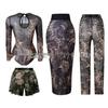 Women's Four-Piece Sun Protection Swimsuit Set with Long-Sleeved Top and Mesh Pants