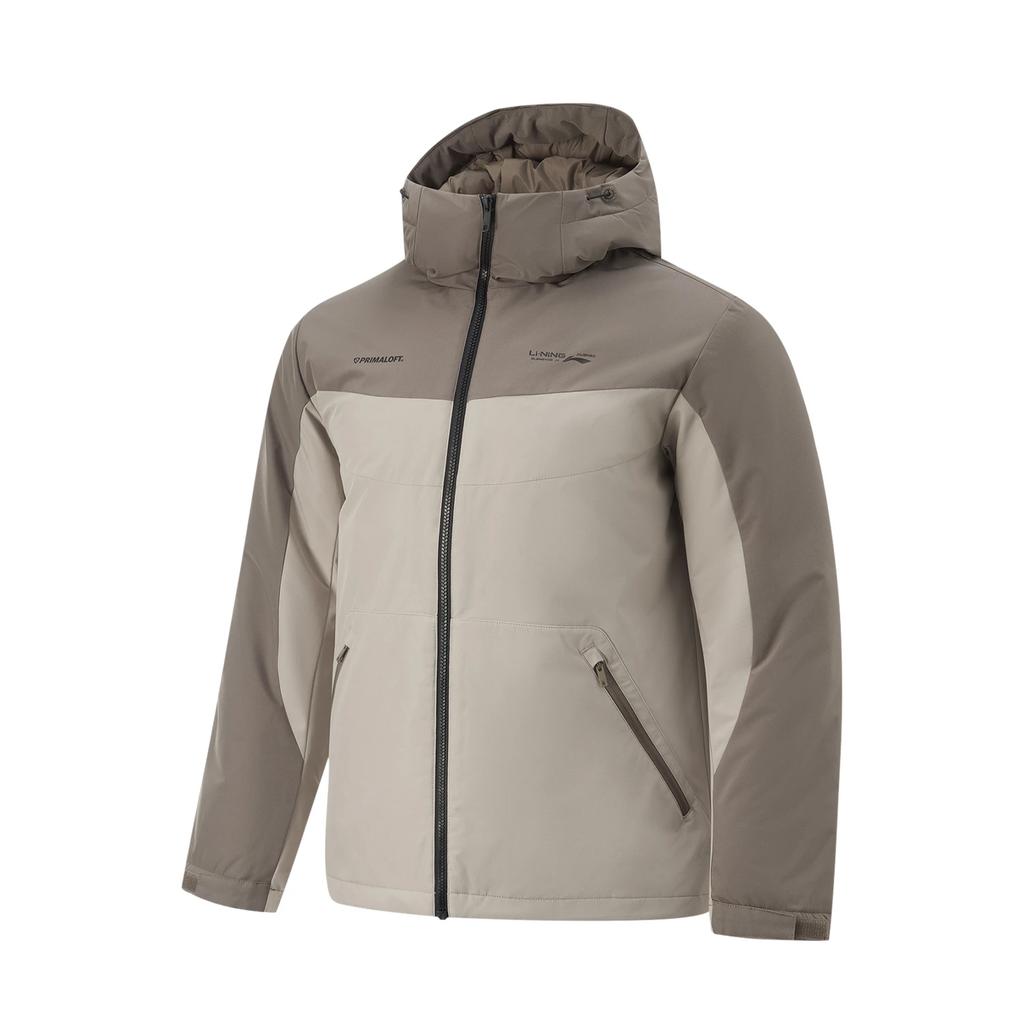 Li Ning Fitness Series Zipper Hooded Comfortable Breathable Versatile Casual Cotton Jacket Men Jacket Tree-Gray-Brown Dust-Smoke-Gray AFMU035-3